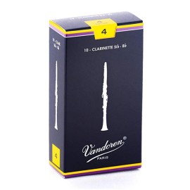 Vandoren CR104 Bb Clarinet Traditional Reeds, Strength #4, Box of 10