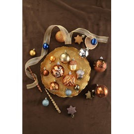 Valery Madelyn Christmas Baubles,30pcs 6cm Woodland Copper and Gold Christmas Ball Ornaments for Christmas Tree Decorations