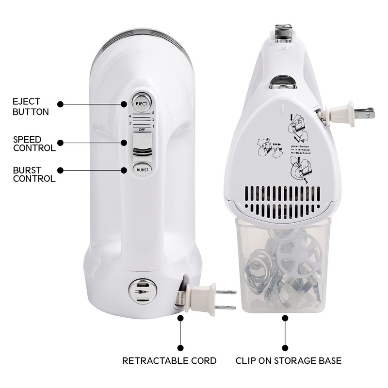 Kenmore Hand Mixer – 5 Speed Handheld Blender, Electric Egg