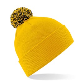 Beechfield Unisex Snowstar Beanie, Gold / black