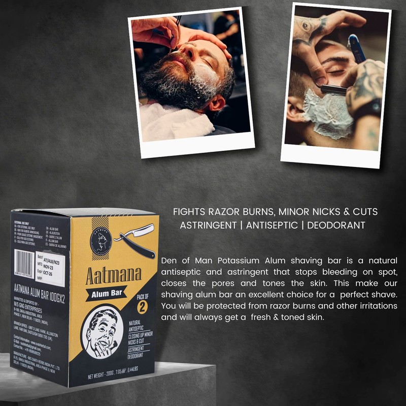 AATMANA Shaving Alum Bar 100g x 2 | Premium Quality