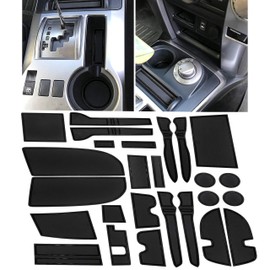 SENSHINE for Toyota 4Runner Accessories 2010-2021 2022 2023 2024 Cup Holder Inserts, Center Console Shift Liner, Door Pocket Slot Mats Non-Slip Anti Dust Pad Custom Interior 26 Pcs (2 Row, Black Trim)