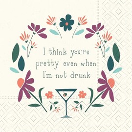 Design Design Think Your Pretty Beverage Napkin, 5-Inch, Multicolor, 20 Sheets