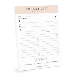 Manifest Your Purpose Productive AF Notepad, Daily Planner, Simple Pink Notepad, Organizer, To - Do Lists, Size A5, Undated Planner (50 Sheets),