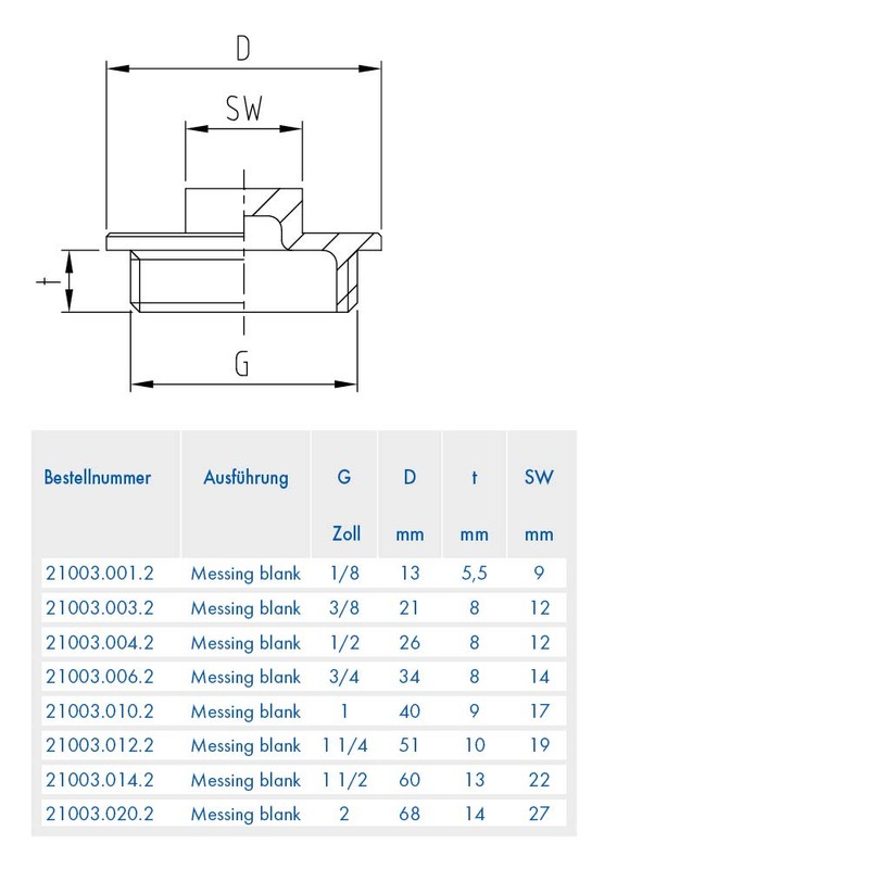ABA Beul 21003.020.2 Sealing Plug with Square 2 Inch Brass