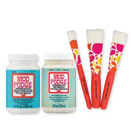 Mod Podge, Dishwasher Safe Decoupage Set, Includes 3 Soft Bristle Brushes, Perfect for DIY Arts and Crafts Projects, Assorted