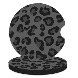 FJyuanqi Car Coasters for Cup Holders, 2 Pack Non-Slip Universal Rubber Car Cup Coaster for Women, Car Interior Accessories - Black Leopard