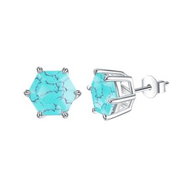 Turquoise Earrings Sterling Silver Dainty Minimalist Post Stone Stud Earrings for Women Jewelry Anniversary Christmas Birthday Gifts