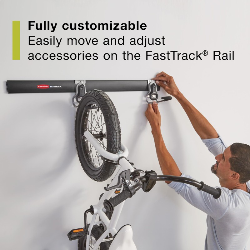 Rubbermaid Garage FastTrack 8-Piece Small Kit Black/Grey All-in-One Rail &
