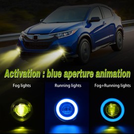 Daikokuya Yellow LED Fog Lights with Blue Running Lights for 2016-2021 Civic 2014-2021 JAZZ 2018-2020 Odyssey 2017-2020 Ridgeline CR-V CR-Z HR-V Pilot, for Acura RDX ILX TL TSX 1Pair Fog Lamps
