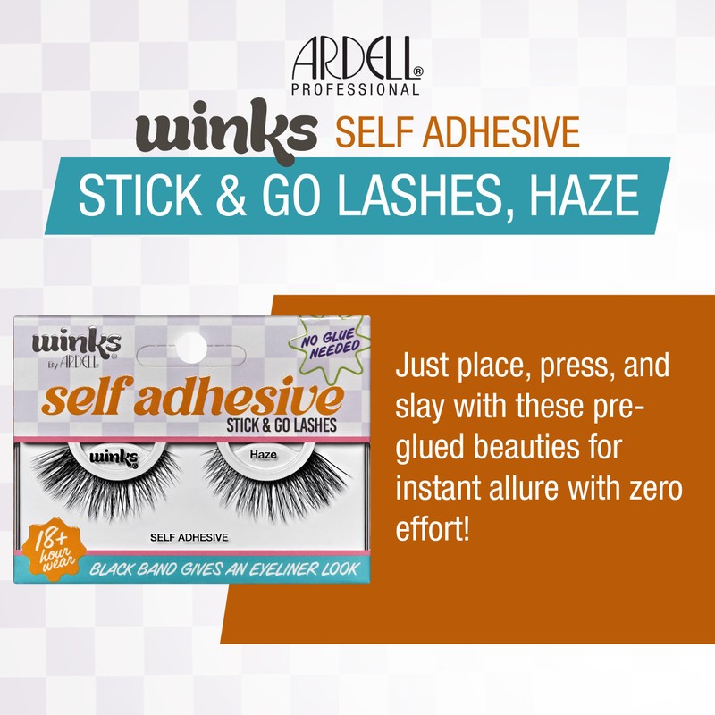 Ardell Winks Self Adhesive Eyelashes – Haze Style, Press on