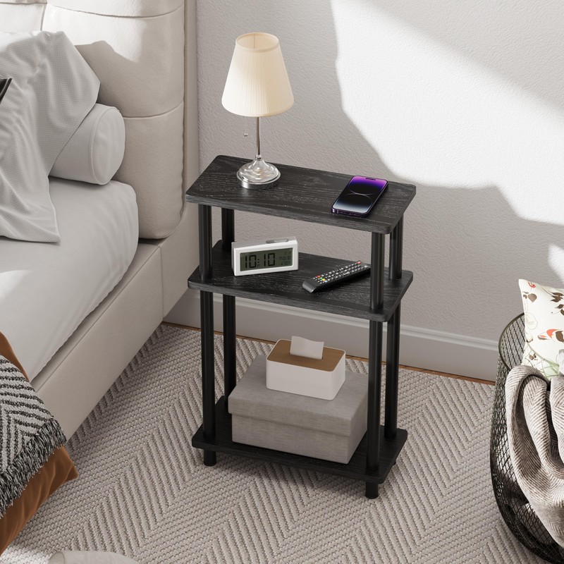 Apicizon Small Narrow Side Table, 3-Tier Skinny End Table with