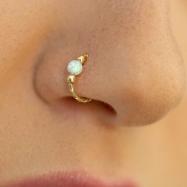 Kleiner Opal Fake Nasenring - 14K GOLDGEFÜLLT - Kein Piercingloch Erforderlich- Clip Faux Nasenpiercing