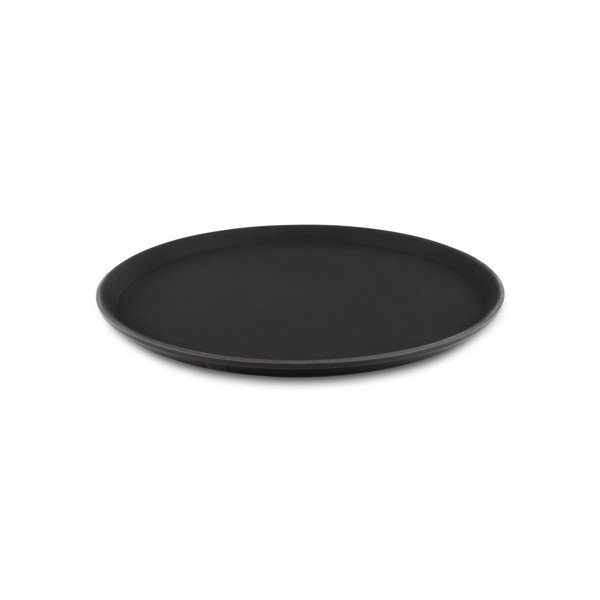 Tuffgrip Super Plastic Rubberized Anti-Skid, Non-Slip Food Tray, Round, 14" / 35cm Diameter, Black