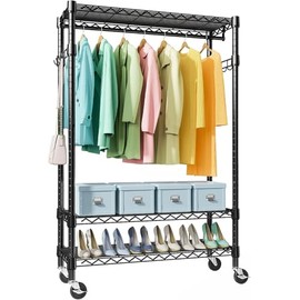 IZEUK Garment Rack 15.7" D x 29.5" W x 74.5" H (Black, Z2-17.7" D x 47.2" W x 83.6" H)