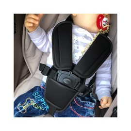 JNNJ 3 Piece Baby Stroller Car Seat Seat Belt Cushion, Soft Comfort Multifunctional Automotive Shoulder Pads, for Newborn Infant Kid, Car Accessories Universal Fit Most Car, Truck, SUV(Black)