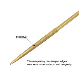 FOCMKEAS 10 PCS Diamond Needle File (3×140mm) 150 Grit Titanium Coated Mini Metal Files Oval Files for Precision Metal File Work Miniature DIY Jewelers/Glass/Ceramic