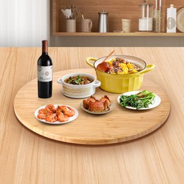(26 Inch) Bamboo Large Lazy Susan for Dining Table Top with Heavy Duty Metal Rotating Hardware