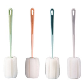 Pack of 4 Sponge Cleaning Brush for Glasses Sponge with Handle Porous Sponge Head Strong Absorption Suitable for Carafes Water Bottles Bottles Cups Bowls Plates