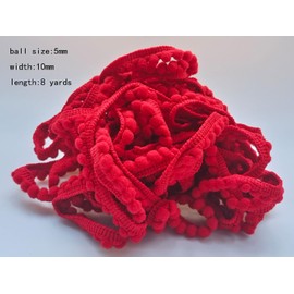 Mini Pom Pom Trim 8 Yards 5mm Ball Fringe Trim for Sewing Accessory Decoration DIY Crafts (Red 1713)
