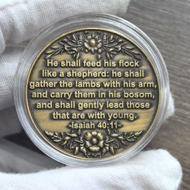 Beautifully Crafted Inspirational Christian Challenge Coin with Jesus and Lamb - A Symbol of Faith and Protection