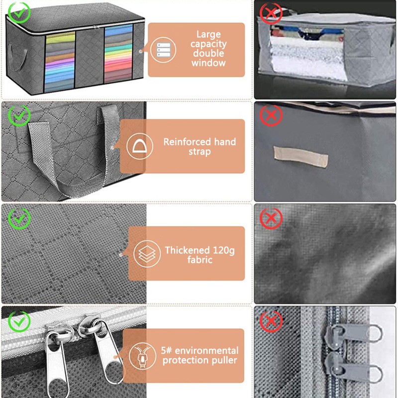 4PCS Clothes Storage Bag Large Capacity Clothing Organizers Foldable Closet