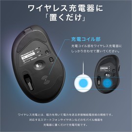 Sanwa Direct 400-MAWBT197R Wireless Charging Mouse, Qi Compatible, MagSafe Compatible, Bluetooth, Wireless, Multi Pairing, Back/Forward Buttons, 5 Buttons, Win/Mac OS Compatible, Silent, Ergonomics,