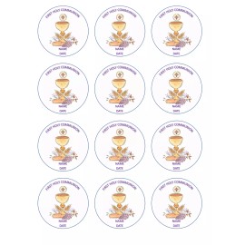 Handmade 12 first holy communion edible paper cupcake cookie toppers PRE CUT choose size - 1.5"
