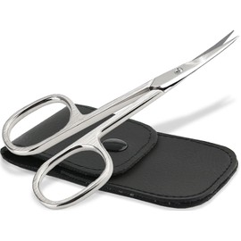 Left-Handed Cuticle Scissors Made in Germany with Curved Cutting Surface - Professional Nail Cuticle Scissors for Precise Removal of Cuticles with Case for Storage