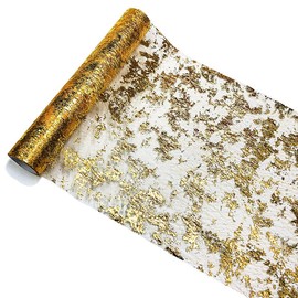 1 Roll 3 Yards Gold Table Runner 29CM Glitter Foil Metallic Mesh Table Runner Roll For Party Wedding Birthday Decor