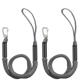 NIUTRIP Bungee Dock Line with Stainless Steel Clip – Boat Dock Rope with Foam Float for Kayak, Canoe, Pontoon, Watercraft, SeaDoo, Docking – 4–5.5 ft, 2 Pack（Grey）
