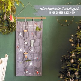 Papierdrachen Advent Calendar 2024 as a Wall Calendar Made of Fabric for Filling – Blue/Grey & Silver – High-Quality Embroidered – Fabric Bag – Gift Bag – Reusable – Set No. 35