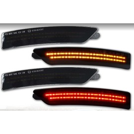Vektoris Smoked Lens LED Front & Rear Fender Side Marker Lights 4PCS KIT for 2024-Up Ford Mustang Gen7/S650 - Driver & Passenger Side Marker Lamp Assembly, Plug &Play (Smoked Lens Amber+Red LEDs)
