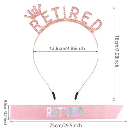 Aprince Retirement Party Decorations for Women Pink Retirement Headband Retirement Sash and Crown Tiara Retired Party Supplies Hair Accessories for Women