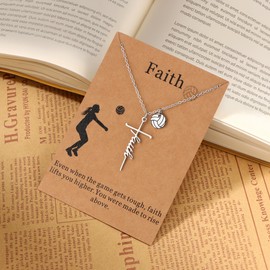 Sports Athletes Cross Necklace - Football Faith Cross Necklace for Women Inspiring Gift for Sports Lover