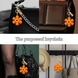 Leather Sunflower Keychain Charm for Bag Purse Backpack Charms Key Chain for Car Keys Charm Women Girls Sun Flower Bag Accessories