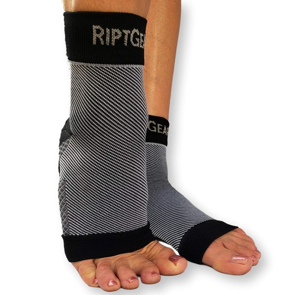 RiptGear Plantar Fasciitis Socks for Women and Men - Ankle Brace with Arch Support - Ankle Compression Sleeve to Reduce Swelling for Foot Pain Relief - (Small) (Black)