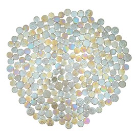 Yuvori 1lb Iridescent Round Ceramic Mosaic Tile DIY for Bathroom, Kitchen, Living Room and Garden (White)