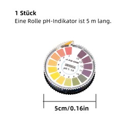 Yuiturt 1 Roll of pH Test Strips, Fast pH Measurements (0-14), 5 m/Roll Litmus Indicator, Universal Paper, Overacidity, Body Determination, pH Value, Acid Test, Universal pH Paper