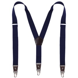 JRHEJTFZ Suspenders for Men with Snap Hooks Heavy Duty Adjustable 1.4 inches Wide Navy