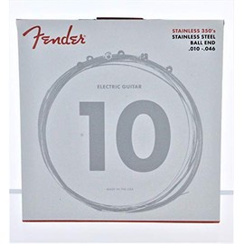 Fender Stainless 350 Electric Guitar Strings, Stainless Steel, Ball End, 350R .010-.046