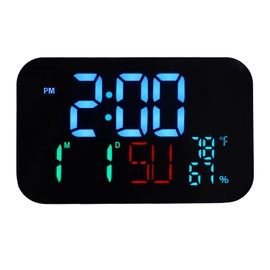 ZAICOLER Smart Clock Real Time Time, Date, Weekday Display Large LED Screen Four Brightness Levels Desk Clock with Sync Automatically via Power by USB for Home Office (White Shells- Blue
