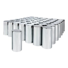 United Pacific Set of 60 - 33mm Chrome Thread On Long Cylinder Lug Nut Covers 10034CB