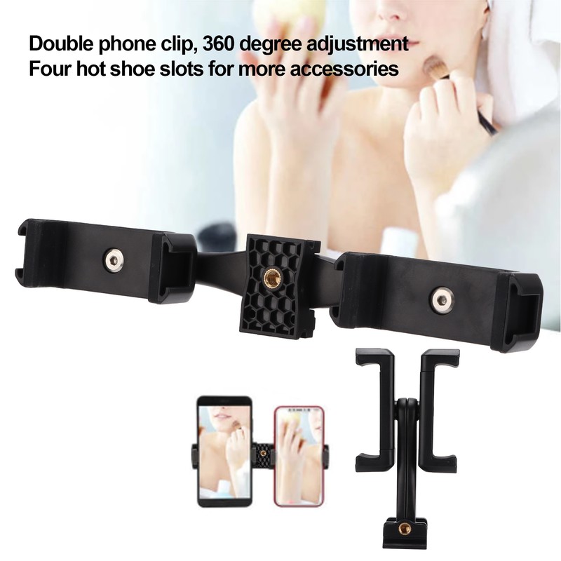 Cell Phone Double Clip Stand Mount Adjustable Tablet Hands Free