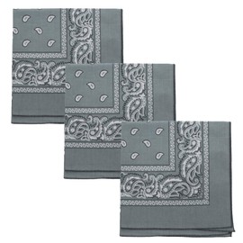 Motique Accessories Set of 3 Jumbo Bandanas (Light Grey)