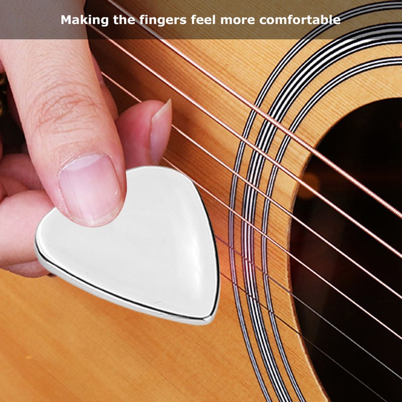 5 Pcs Metal Pick Plectrum for Guitar Musical Instruments Accessory(Silver)