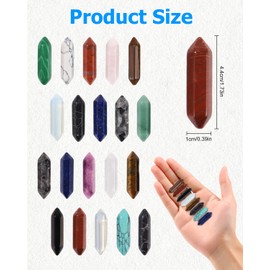 Pack of 20 Natural Hexagonal Gemstone Sets, Healing Crystals Stones, Reiki Meditation Gemstones, Amethyst, Obsidian, Tiger Eye, Natural Crystals for Spiritual Decoration, Esoteric Gifts & DIY-S