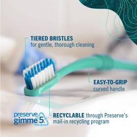 Preserve Ocean Plastic Initiative (POPI) Adult Toothbrush, Made in USA from Recycled Ocean Plastic, Coral, Soft, 1 Count