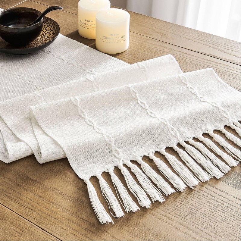 ZeeMart Farmhouse Table Runner, Rustic Table Runners 108 Inches Long,