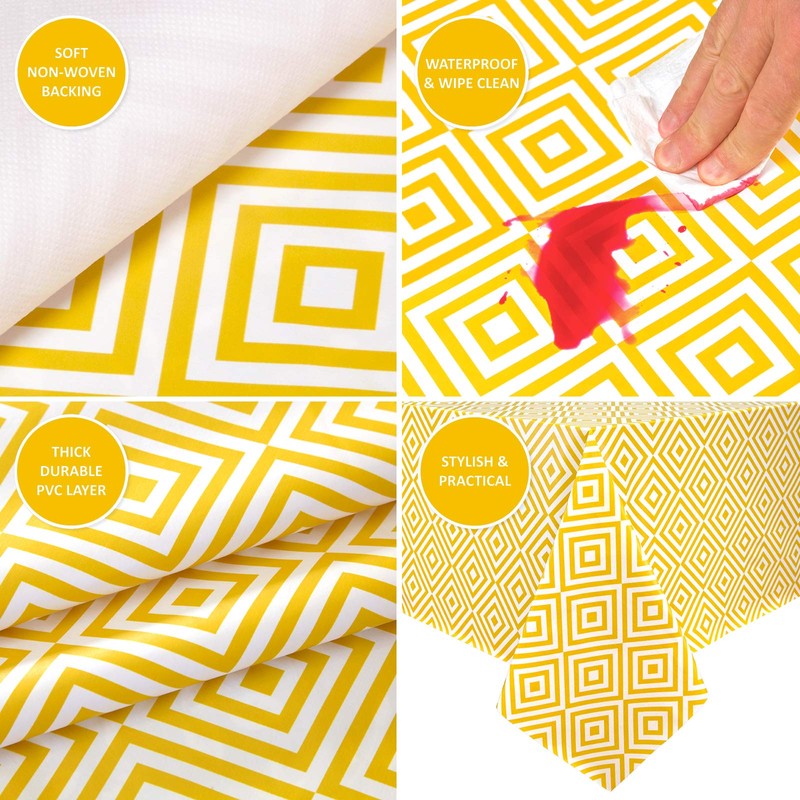 Dehaus® Wipe Clean Table Cloth - Ochre Geo Diamond -